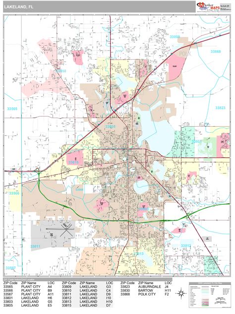 Lakeland Florida Wall Map (Premium Style) by MarketMAPS - MapSales