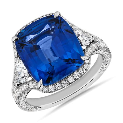 Blue Sapphire and Diamond Ring in 18k White Gold | Blue Nile