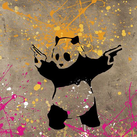 Banksy Panda with Gun, Graffiti Street Art – Print on Metal