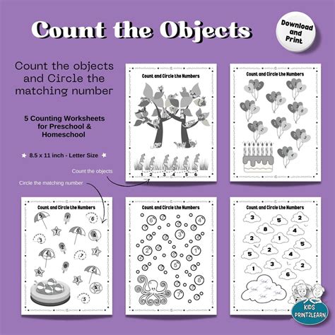 Counting Worksheet Set 123 Worksheets Homeschool Counting - Etsy