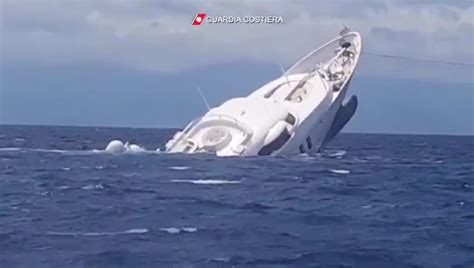 Watch moment 140ft superyacht My Saga sinks off coast of Italy as nine people rescued from ...