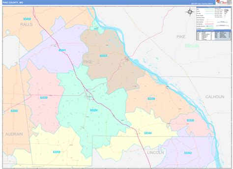 Pike County, MO Wall Map Color Cast Style by MarketMAPS - MapSales