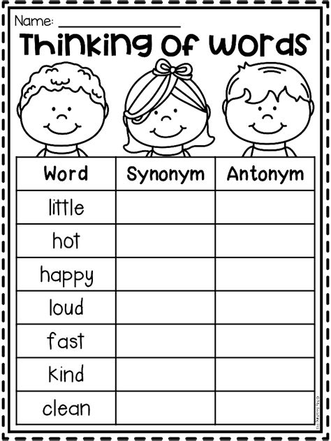 Grade 1 Antonyms Worksheets