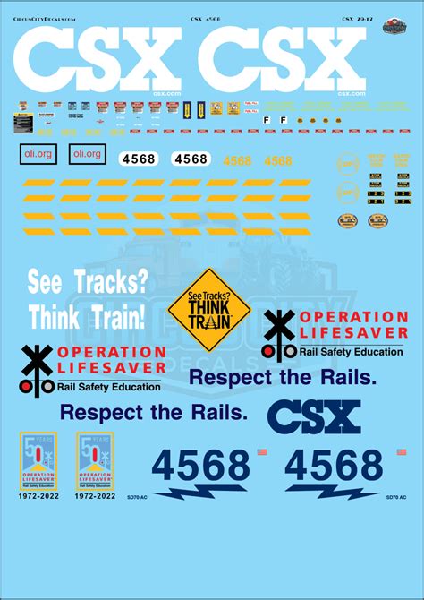 CSX SD70MAC 4568 Operation Lifesaver Locomotive O 1:48 Scale