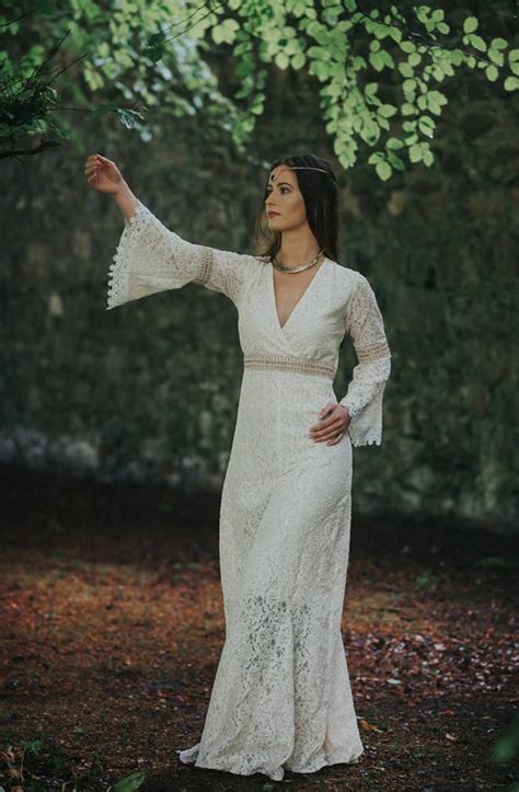 Sleeved, Celtic Pagan Irish lace wedding dress | RELOCATING TO IRELAND