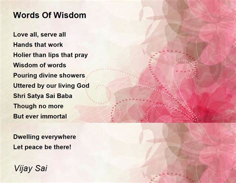 Words Of Wisdom - Words Of Wisdom Poem by Vijay Sai R