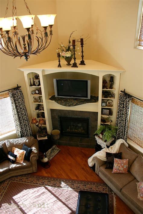 solution for corner fireplace? built in bookcase and entertainment center. | Dream House | Pinterest