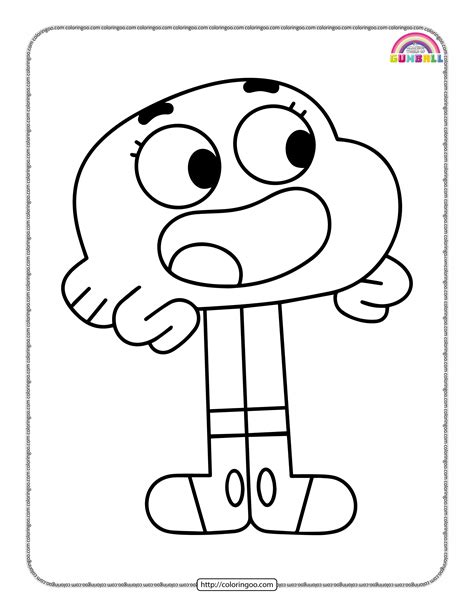 Gumball Darwin Coloring Pages for Kids | Easy cartoon drawings ...