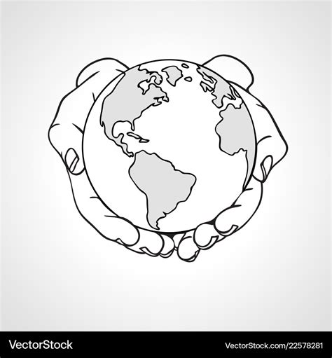 Hands holding the earth two palms hold the globe Vector Image