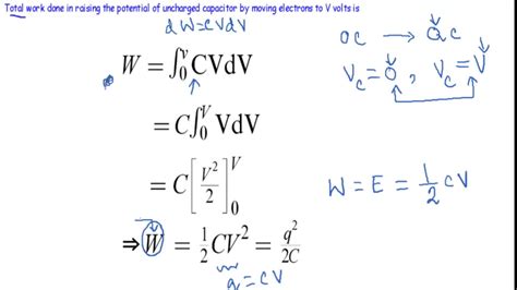 Energy Stored In A Capacitor Equation Derivation