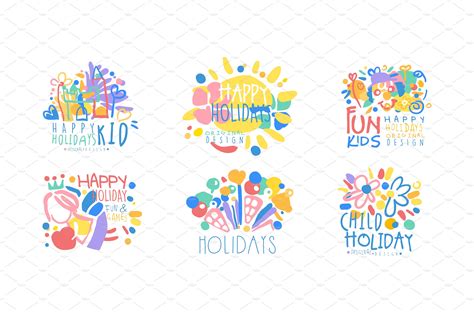 Fun Kids Happy Holidays Logo Design | Vector Graphics ~ Creative Market