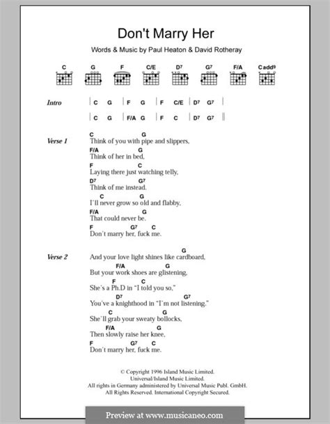 Don't Marry Her (The Beautiful South) by D. Rotheray, P. Heaton on MusicaNeo