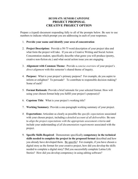 Creative Project Proposal Template
