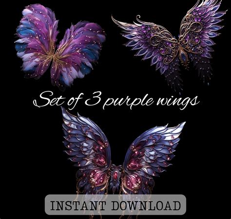 Purple Angel Wings PNG Angel Wings Clipart Realistic Wings Angel Wings Overlay Instant Download ...