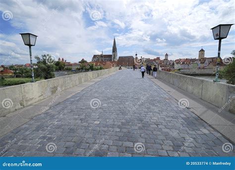 Regensburg stone bridge editorial stock image. Image of bridge - 20533774