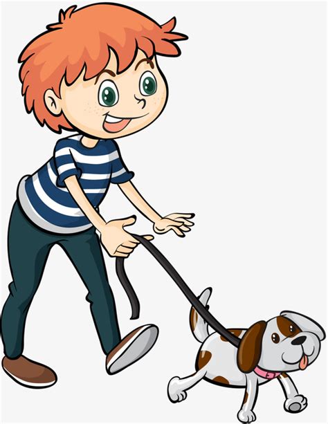 Boy Walking The Dog, Boy Clipart, Walking Clipart, Dog Clipart PNG ...