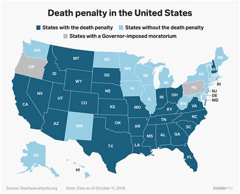 Map of US states that still have the death penalty now that WA doesn't ...