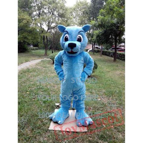 Blue Wildcat Mascot Costume Wild Cat Mascot Courgar Mascot