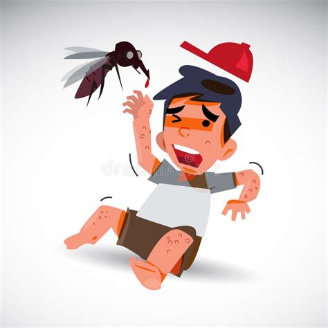 Mosquito and Afraid Boy with Dengue Effect . Fever Concept Stock Illustration - Illustration of ...