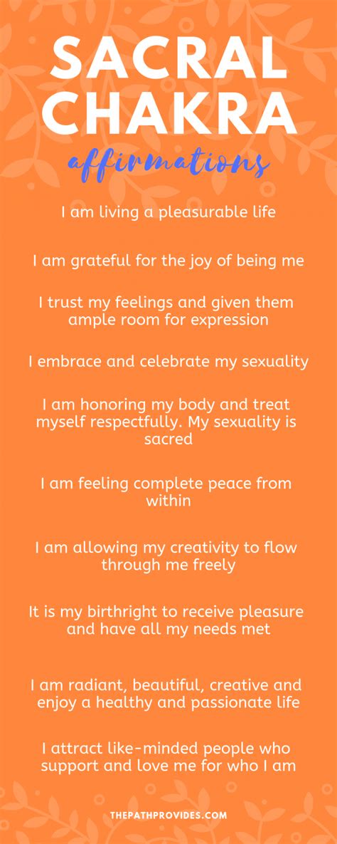 10 Powerful Sacral Chakra Affirmations for Balancing your Second Chakra — The Path Provides ...