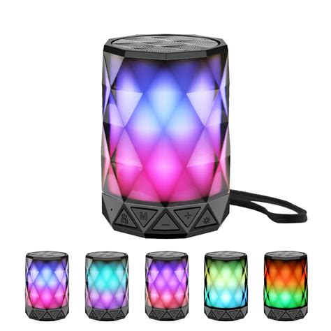 LFS LED Bluetooth Speakers with Night Light, TWS Pairing, Water-Resistant, Portable - Black ...