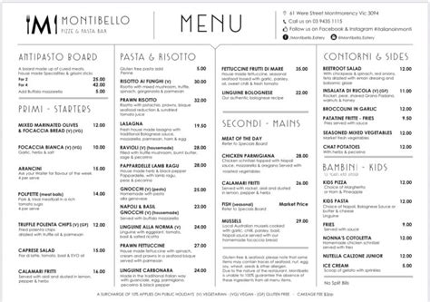 Menu - Montibello