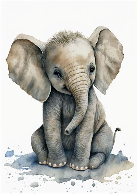 'Little Elephant Painting' Poster, picture, metal print, paint by Amit ...