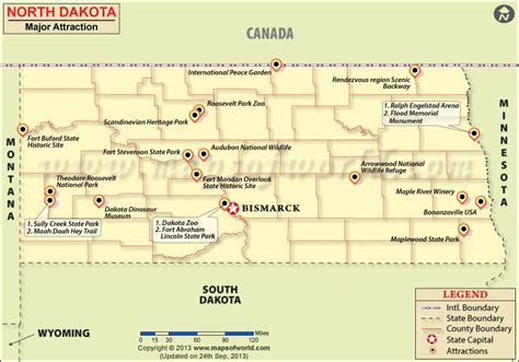 North Dakota Tourist Attractions Map | North dakota travel, North dakota, Dakota