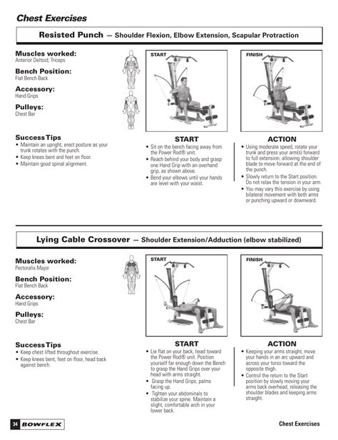 Chest exercises, Resisted punch, Lying cable crossover | Bowflex Motivator 2 User Manual | Page ...