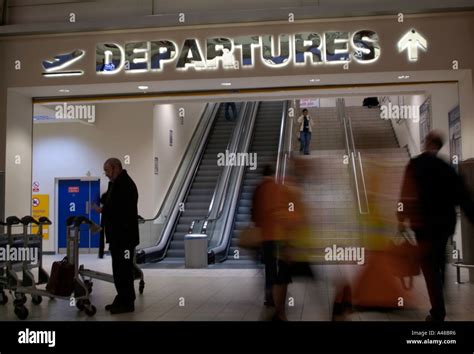 Stairs up to Luton Airport Departures Stock Photo - Alamy