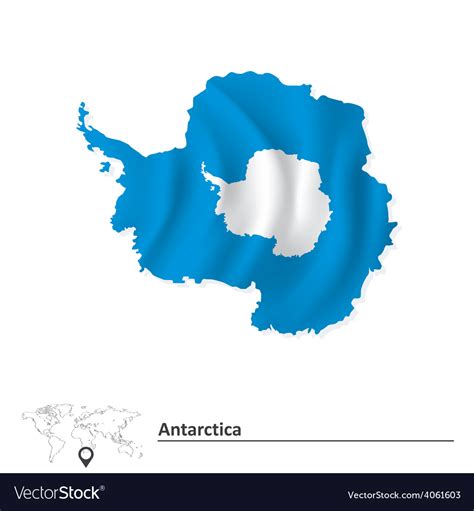 Map of antarctica with flag Royalty Free Vector Image