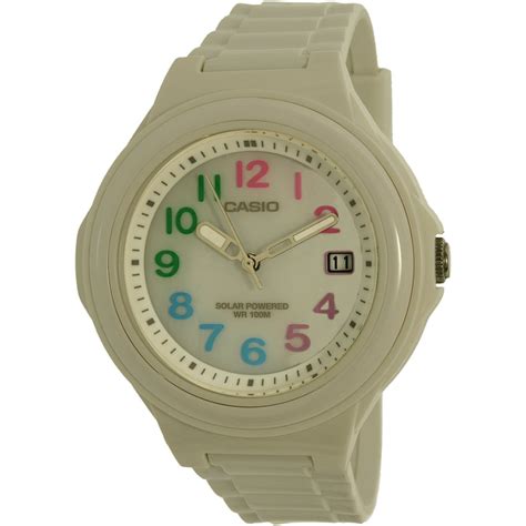 Casio - Women's Solar-Powered Watch, Multi-Colored Numerals with White ...