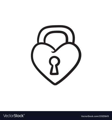 Lock shaped heart sketch icon Royalty Free Vector Image