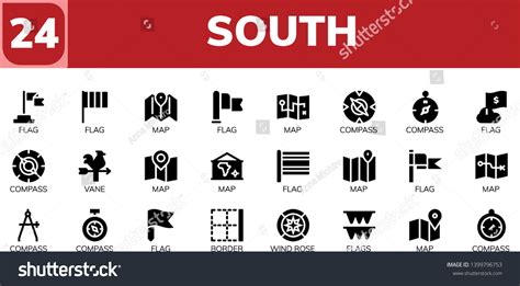 south icon set. 24 filled south icons. Simple - Royalty Free Stock Vector 1399796753 - Avopix.com