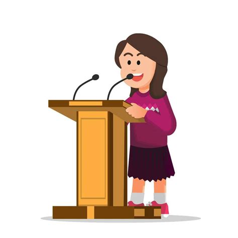 Cute little girl gives a speech on the podium 25714395 Vector Art at ...