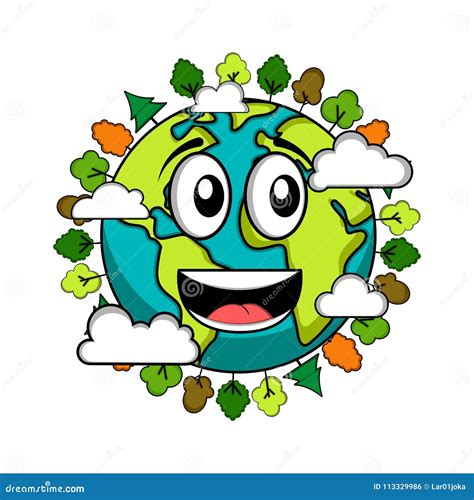 Happy Earth Emote. Earth Day Stock Vector - Illustration of face, april: 113329986