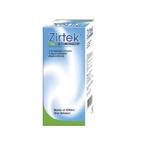 ZIRTEK ALLERGY ORAL SOLUTION 200ML 755362 - LeahysPharmacy