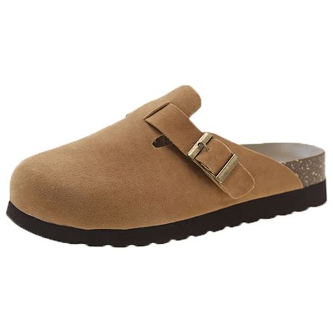 Comfortable Suede Women's Clogs - Arch Support Leather Mules with Cork ...