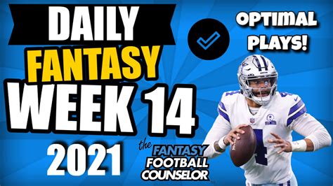 NFL Week 14 Optimal Plays Each Position - DFS and DraftKings Help