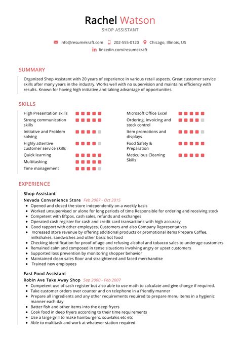 Shop Assistant Resume Example in 2024 - ResumeKraft