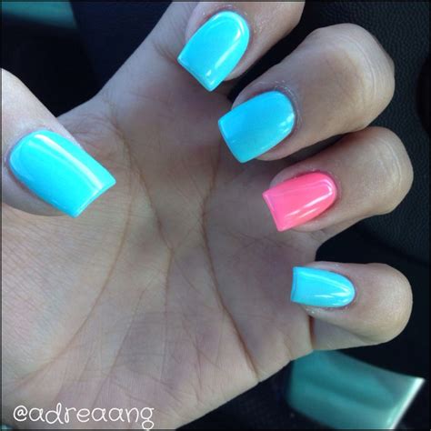 Baby blue and pink nails Acrylic nails Nail designs | Blue prom nails, Blue nail designs, Purple ...