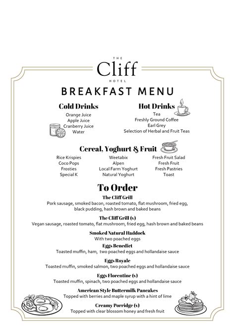 Our Breakfast Menu | Hotels with Breakfast in Norfolk | The Cliff Hotel