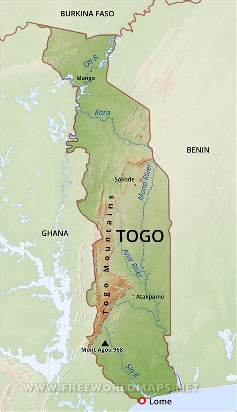 Togo Physical Map