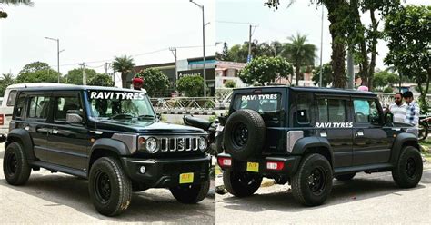 Maruti Suzuki Jimny modified with off-road alloy wheels and all terrain tyres - Car Fix Guru