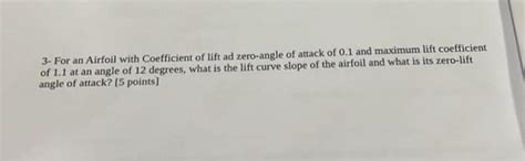 Solved 3- For an Airfoil with Coefficient of lift ad | Chegg.com