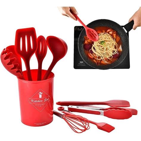 Lot de 10 ustensiles de cuisine en silicone | Batterie de cuisine ...