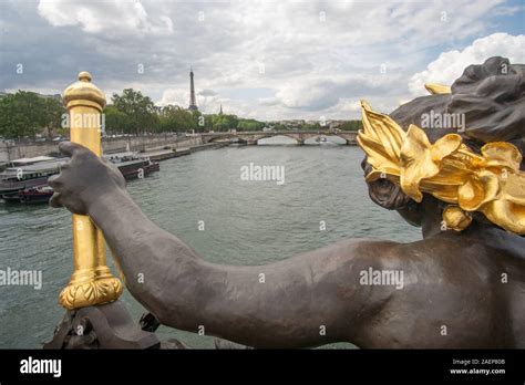 Statues on Pont Alexandre III at Seine, Paris Stock Photo - Alamy