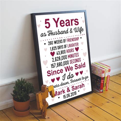 5th Anniversary Gift Personalised 5th Wedding Anniversary Gifts