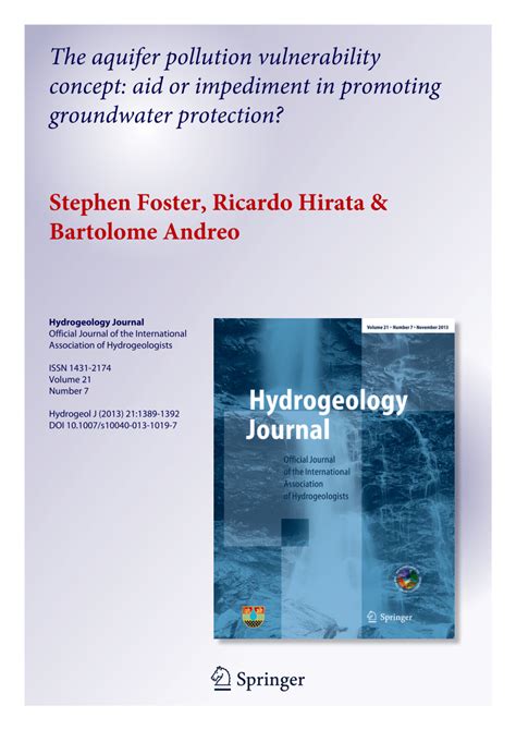 (PDF) The aquifer pollution vulnerability concept: aid or impediment in ...