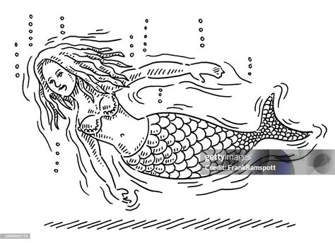 Cartoon Mermaid Underwater Drawing High-Res Vector Graphic - Getty Images